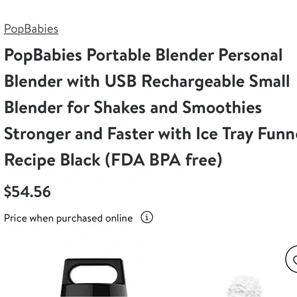 PopBabies Portable Blender. Black - Picture 4 of 4